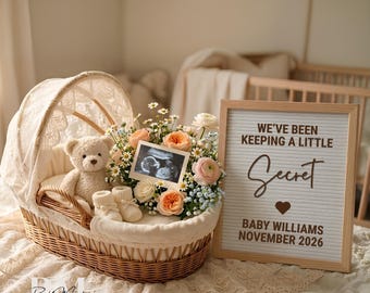 Simple Pregnancy Announcement Editable Canva Template New Baby Social Media Reveal Gender Neutral Boho Nursery Instant Digital Download