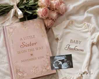 Editable Little Sister Pregnancy Announcement for Social Media, Digital Baby Girl Reveal Template