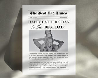 Fathers Day Newspaper Template for Florists, Editable Newspaper Design Father’s Day Card, Fathers Day Gift Flower Wrap, Unique Gift for Dad
