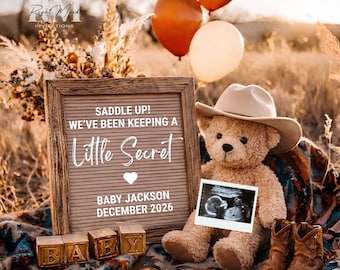 Western Pregnancy Announcement Template: Rustic Cowboy Baby Reveal (Digital Download)