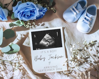 Minimalist Baby Boy Announcement: Little Brother Pregnancy Reveal, Editable Canva Template, For Social Media (Digital Download)