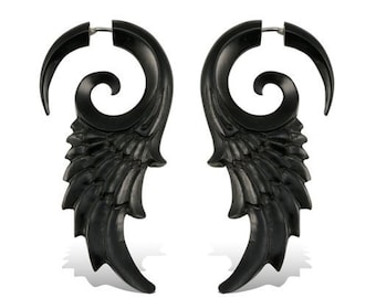 Flared Wings M/Horn - Fake Gauges, Hand Carved