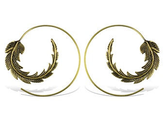 Curled Leaf Spirals - M/Brass Earrings