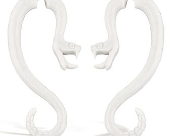 Serpent Curls - Fake Gauges, Fake Plugs, Handmade Bone Earrings, Tribal Style