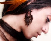 Tribal Style, Wood Post Earrings- Inikawa Feathers 