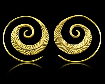 Leaf Spirals - S/Brass Earrings