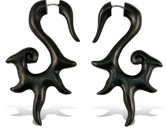 Sunset Tails M/Blk - Fake Gauges, Wooden Earrings