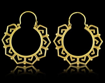 Lotus Hoops - S/Brass Earrings