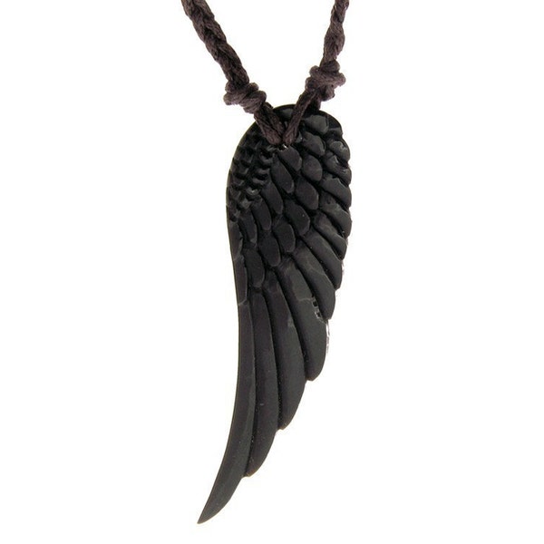 Horn Pendant - Black Angel Wing Necklace