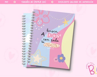 Digital File Daily Devotional, Editable, Printable, Cute Stationery, Devotional Notebook, Template