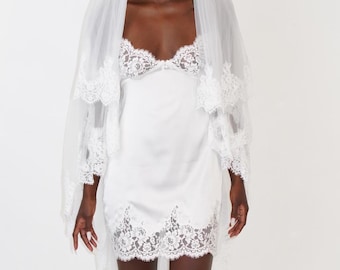 Bridal Satin and French Lace Slip - Eco conscious