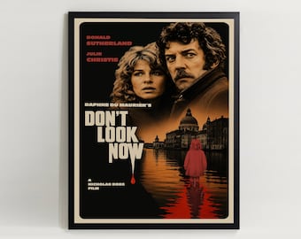 Titta inte nu från 1973 filmaffisch. Vintage skräckfilm väggkonst. Donald Sutherland Julie Christie digital nedladdning