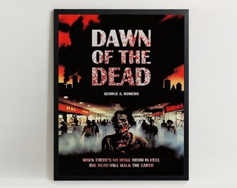 Digital nedladdning av Dawn of the Dead-inspirerad skräckfilmsaffisch