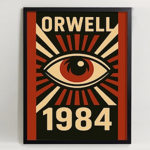 1984 George Orwell Art Print - Vintage Dystopian Book Poster - Literary Wall Decor - Matte Finish - Unframed