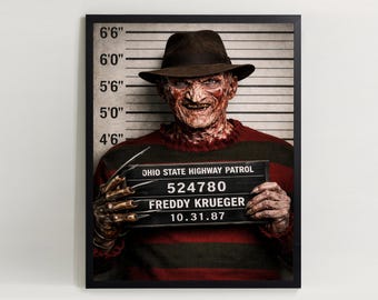 Freddy Krueger Mugshot Väggkonst Poster Endast Digital Nedladdning