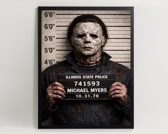 Michael Myers Halloween Mugshot Väggkonst Poster Endast Digital Nedladdning