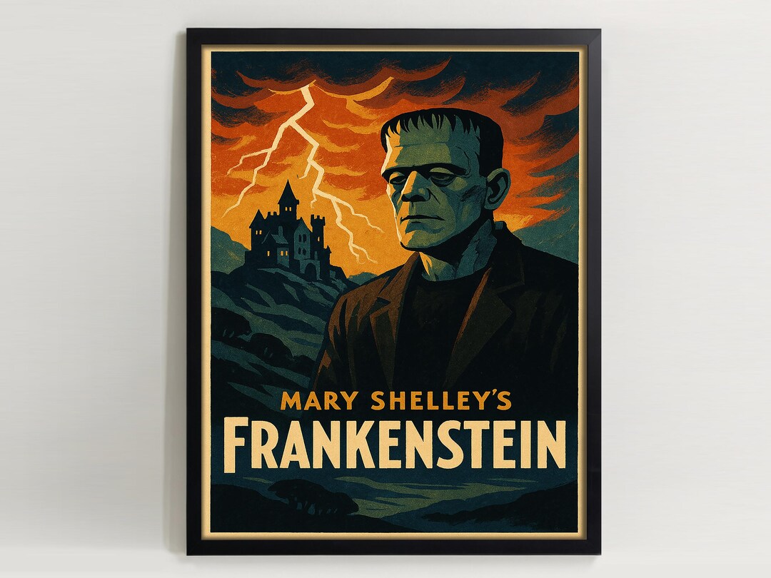 Vintage Frankenstein Art Print: Classic Horror Movie Poster (digital ...