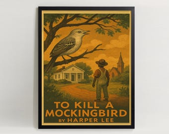 To Kill a Mockingbird Vintage Poster, Harper Lee Book Art (Digital Download)
