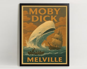 Moby Dick Vintage Poster: Nautical Literary Art Print