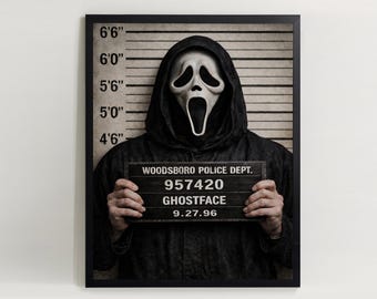 Ghostface Mugshot Väggkonst Utskrivbar Affisch Endast Digital Nedladdning