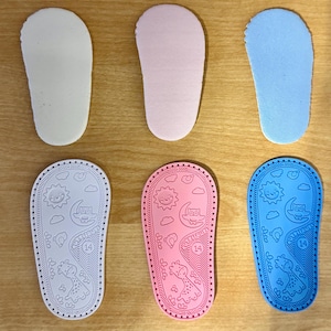 baby crochet sole with holes around to use for knitting! crochet. Set includes same size insole.