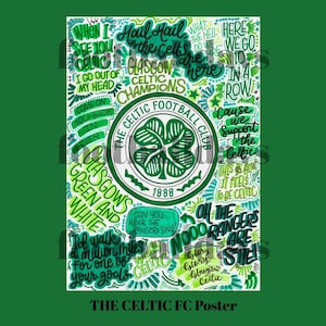 CELTIC FC - Chants Poster - Originally Hand Drawn - Football lover gift