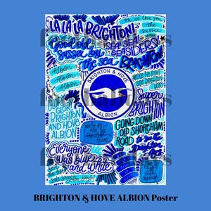 Brighton & Hove Albion - Chants Poster - Originally Hand Drawn - Football lover gift