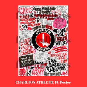 Charlton Athletic FC - Chants Poster - Originally Hand Drawn - Football lover gift