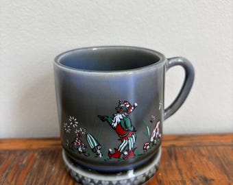 Vintage Wade Porcelain Child's Mug Featuring Leprechaun and Mushrooms