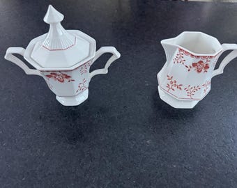 Nikko China Sugar Bowl and Creamer in Bittersweet Pattern