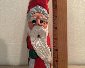 Charming Hand-carved "Canoe" Santa Signed by Artist High Clark