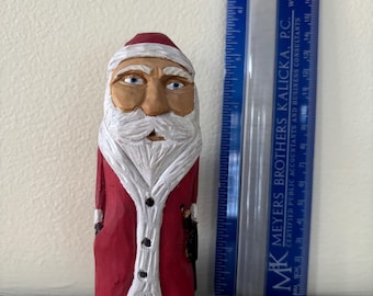 Hand-carved and Hand-painted Patriotic Santa Signed by Artist Dick Menard