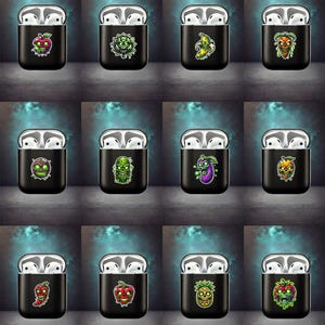 Horror AirPods Case - Spooky Horror Cute Cover For Black AirPods 1,2,3,4 Pro - Scary Halloween Gift Goth Fruit And Vegetable