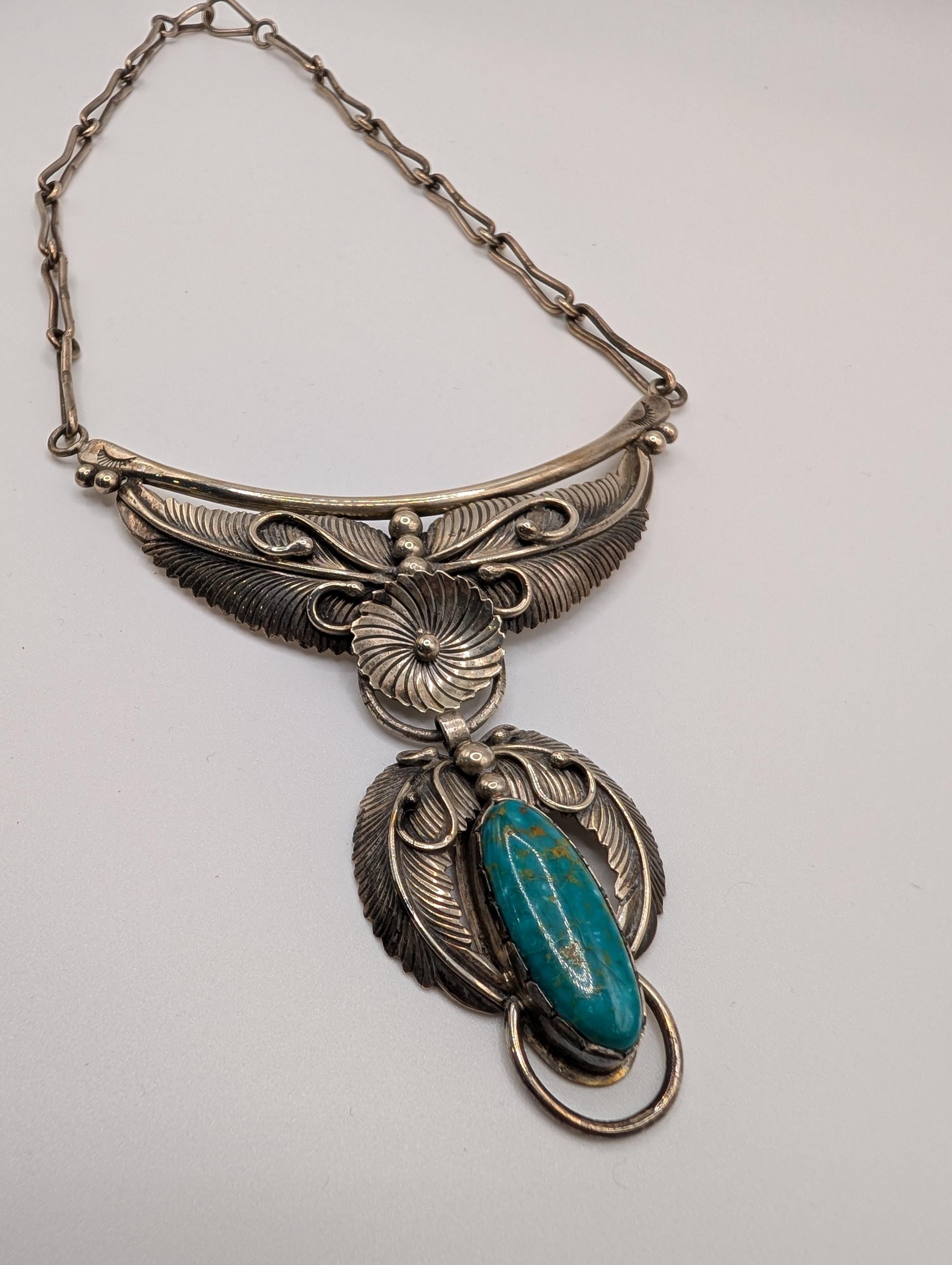 Vintage Sterling Silver Native American Necklace