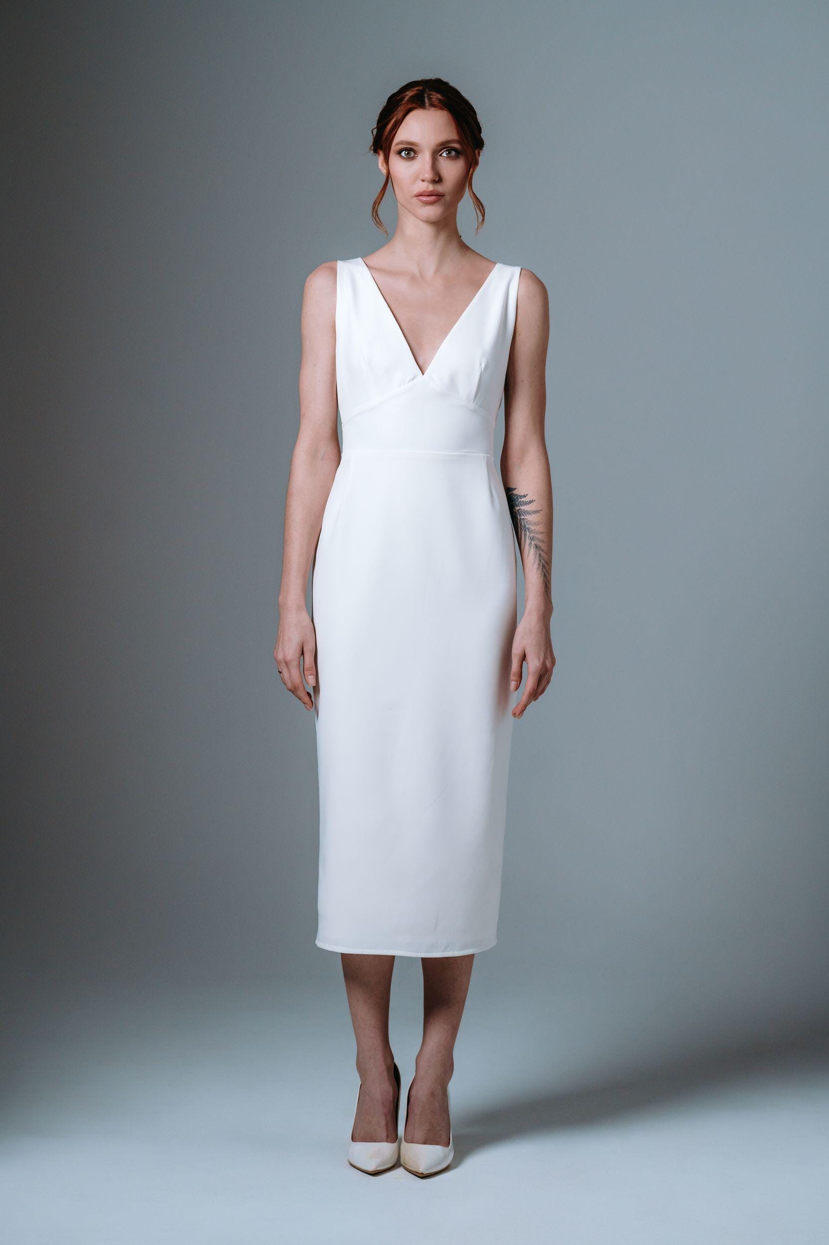 Minimalist Midi Wedding Dress