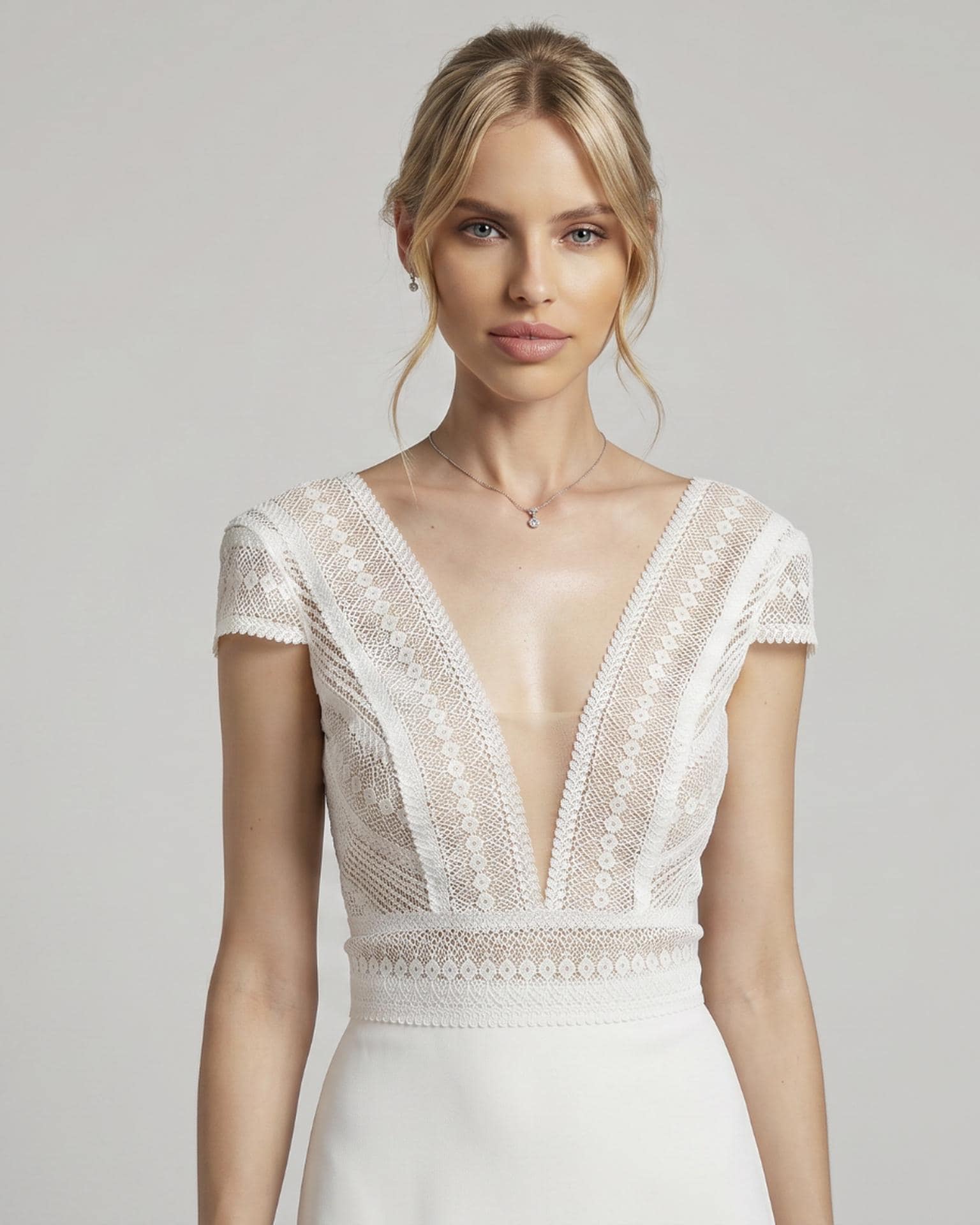 Lace Bridal Top with Cap Sleeves