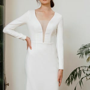 Modest wedding dress • Satin wedding dress • casual midi wedding dress • winter wedding dress / classic wedding dress / short wedding dress