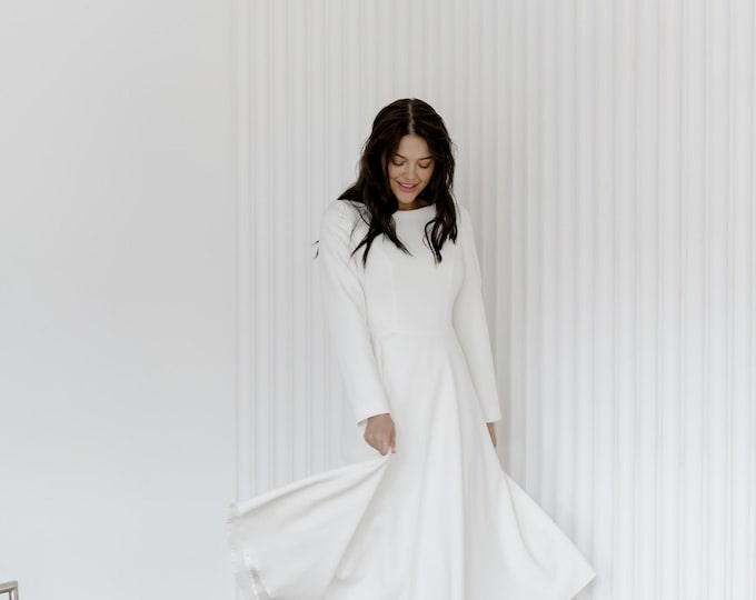 Minimalist Reception Wedding Dress Simple Modern Wedding Dress Crepe ...