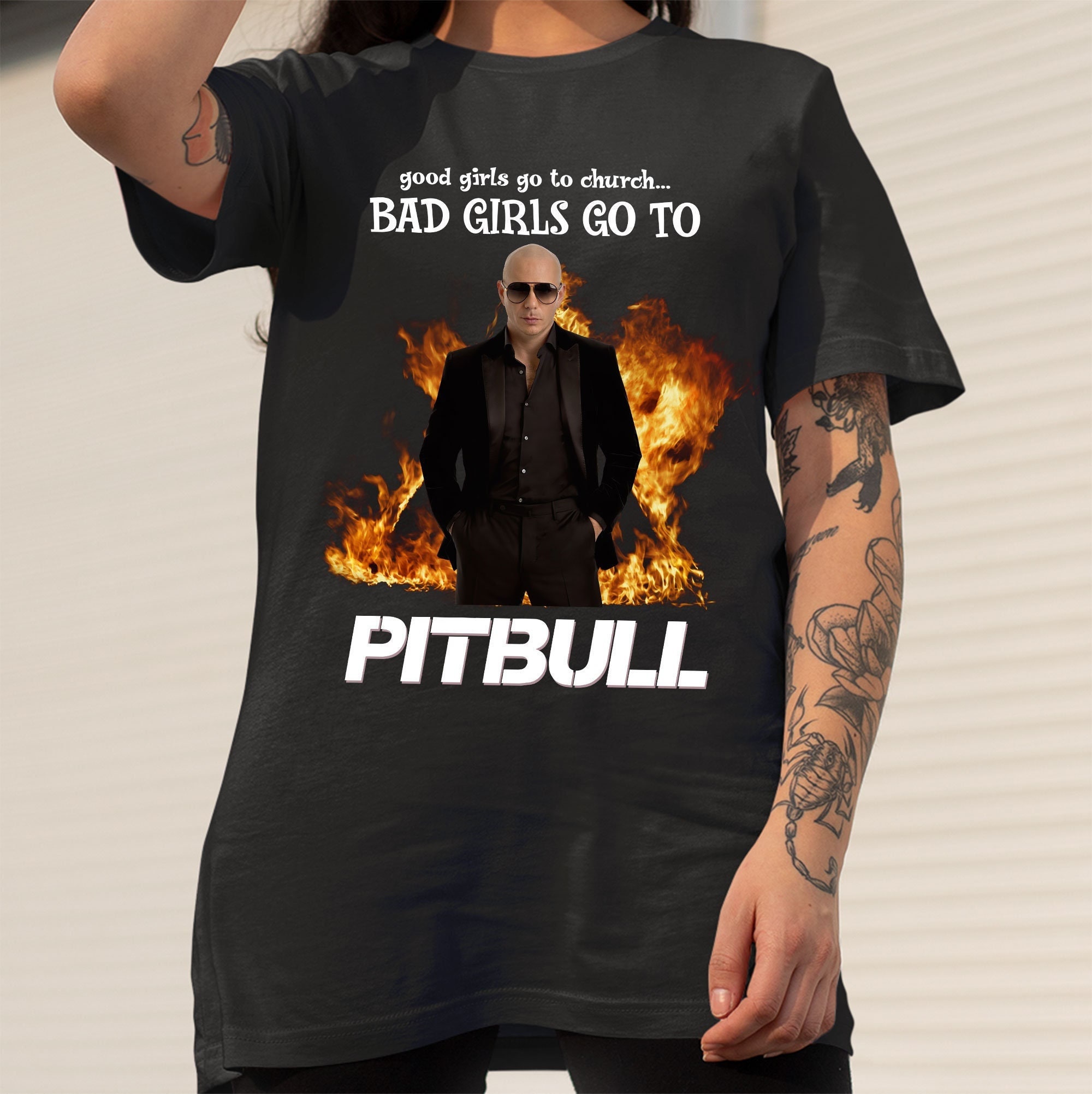 Discover Good Girls Go To Church Bad Girls Go To Pitbull T-Shirt