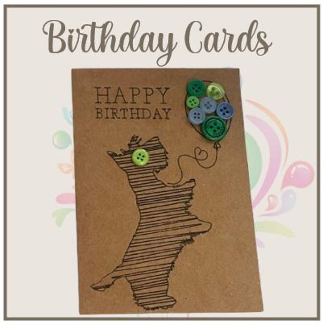 Using Buttons Birthday Card Handmade Button Birthday Cards - Pack of 2 - Etsy