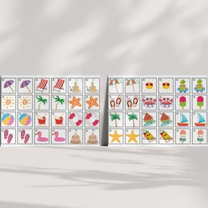 Juego de memoria de verano: actividad imprimible de emparejamiento para niños / Juego educativo divertido