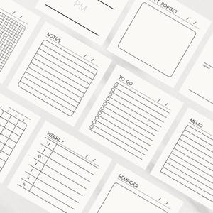 Minimalistiska planeringskort: 40 utskrivbara anteckningsblocksdesigner (PDF och ZIP)