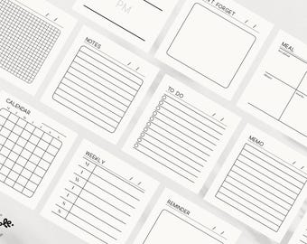 Printable Planner Cards | Printable Sticky Notes | 40 Designs | Minimalist Planner Cards | Minimalist Printable Sticky Notes | Memo, To Do