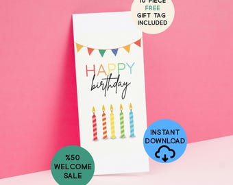 Colorful Birthday Gift Tags: 20 Piece Party Favors (Digital Download)