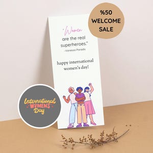 Etiquetas de regalo para el Día Internacional de la Mujer, 10 piezas / 8 de marzo de 2025 Día de la Mujer / Etiquetas de regalo para el Día Internacional de la Mujer para imprimir / Feliz Día de la Mujer