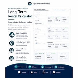 Langzeitmietrechner | Cashflow-, DSCR- und Kapitalisierungsratenplaner (Offline-App)