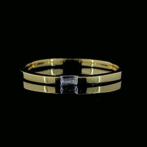 14K Gold Wedding Band, Baguette Cut Lab Grown Diamond Band, Solitaire Baguette Cut Diamond Ring