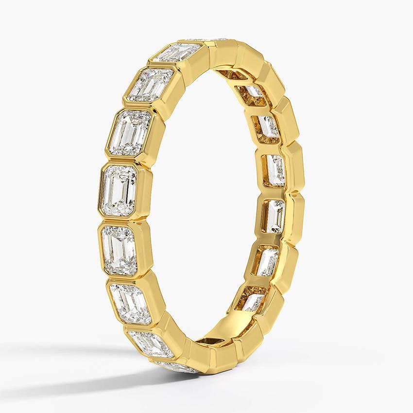 Emerald Cut Bezel Set Band, 14K Gold Lab Grown Diamond Full Eternity ...