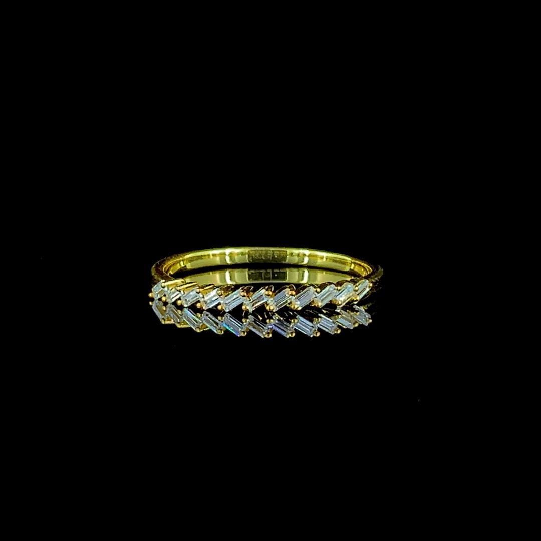14K Gold Baguette Lab Grown Diamond Wedding Band, Half-eternity Ring - Etsy