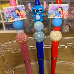 Lilo and Stitch Beaded Pens: Refillable Black Ink